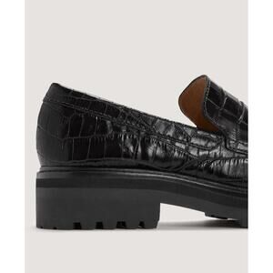 Everlane Lug Loafer in Black Crocodile, Size 6, Leather
